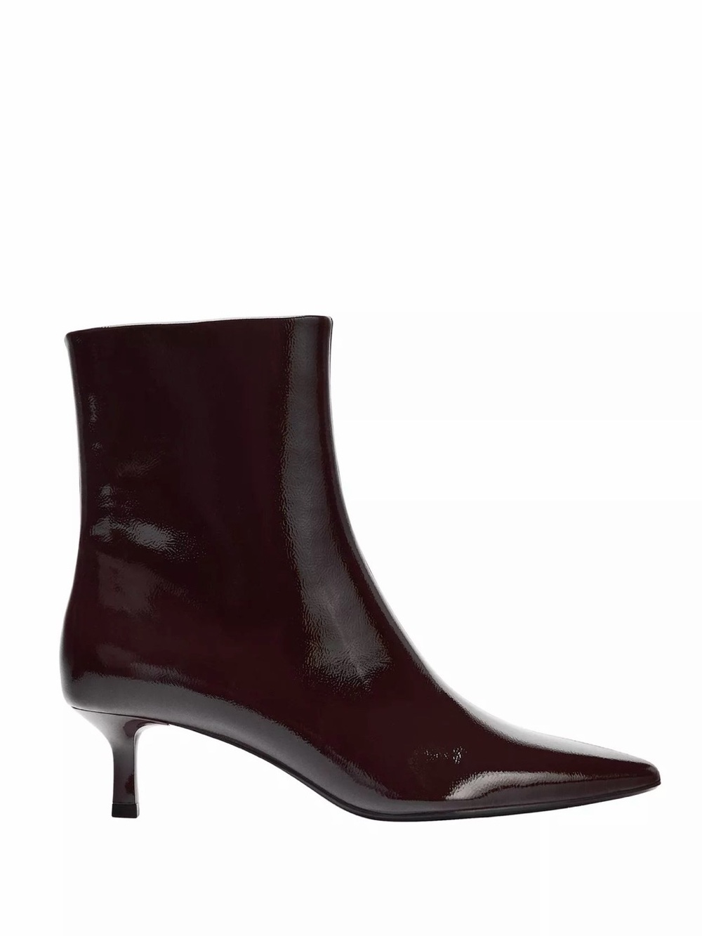 Leather Pointed-Toe Ankle Boot in Deep Burgundy